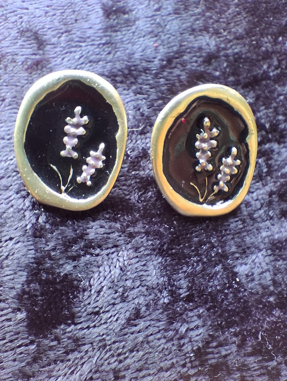 Whimsical Black And Gold Tone Earrings